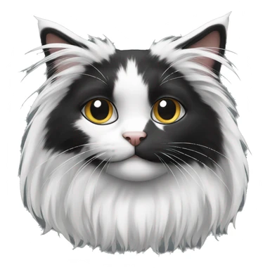 black and white cat long haired sticker