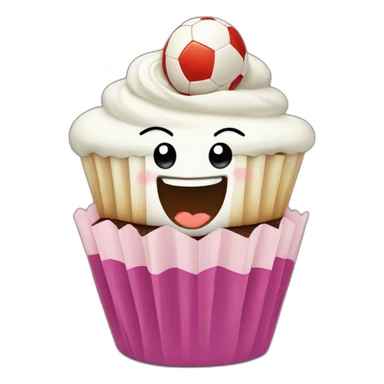 Happy cupcake with soccer ball on top sticker