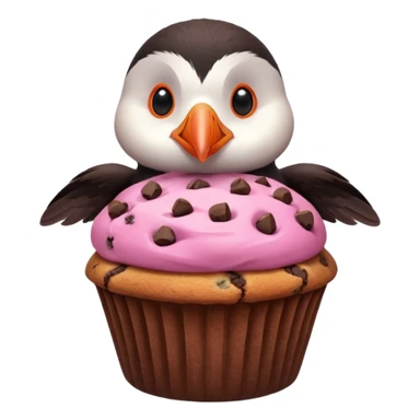 pink puffin eating a muffin sticker