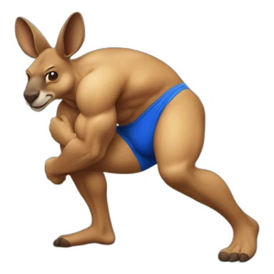 Body builder adult kangaroo blue coloured body punching in left side sticker