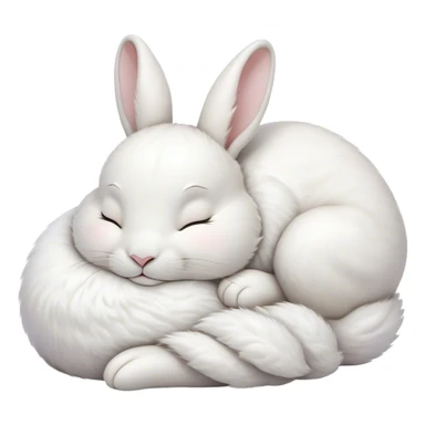 Meme-Worthy Cute Sleeping White Rabbit Portrait Emoji, Head resting peacefully with a contented smile, showcasing a delightfully compact build and a luxuriously soft pure white fur, eyes shut in a serene nap, Simplified yet hilariously adorable features, highly detailed, glowing with a soft, drowsy light, high shine, relaxed and utterly lovable, stylized with an air of playful laziness, bright and heartwarming, soft glowing outline, capturing the essence of a comically sleepy bunny, so meme-worthy it feels like it could instantly become the next viral sensation of adorable slumber! sticker