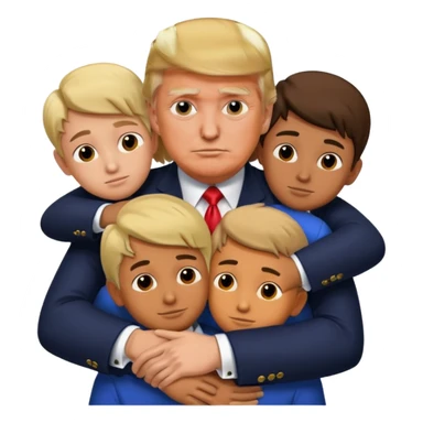 donald trump tightly hugging a bunch of minors  sticker