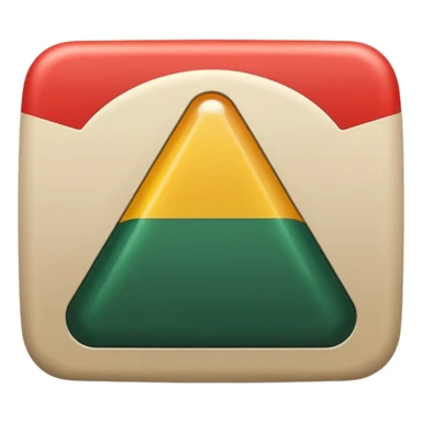 YouTube logo in natural shape: rounded rectangle with dark green fill, play triangle in light beige, only these two colors, iOS emoji style, volumetric, soft shadows sticker