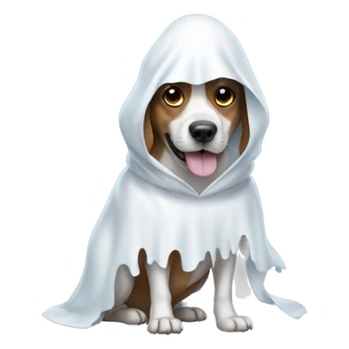 A dog in a ghost costume sticker
