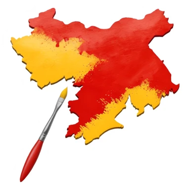 Create a emoji an Karnataka Map top yellow brush paint type and bottom red brush paint type sticker