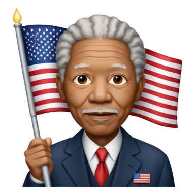 morgan freeman holding an american flag sticker