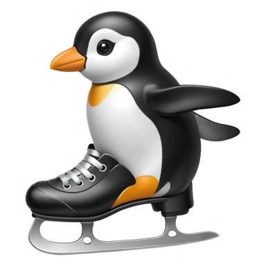 penguin with ice skates  sticker
