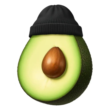 Avocado with a black beanie sticker