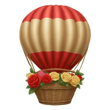 red hot air balloon and beige basket with roses sticker