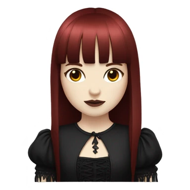 girl that has white skin and Long Dark red hair and fringe bangs and is wearing gothic dress sticker