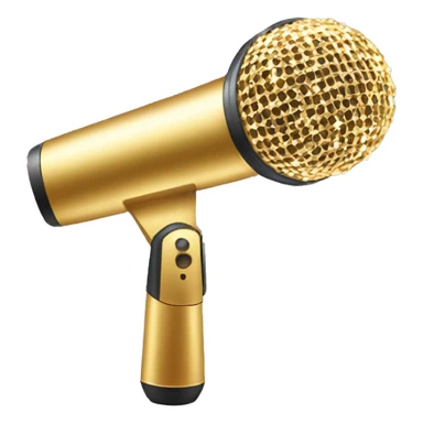 a gold handheld microphone with glitter sticker
