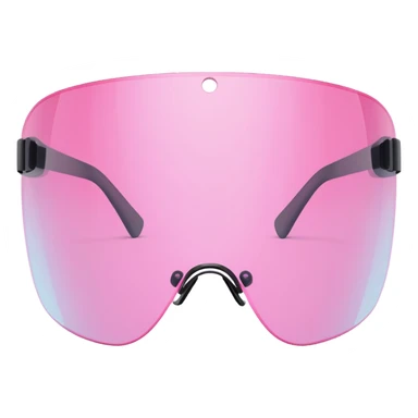 pink tinted shield visor glasses, frameless Y2K style, one continuous lens sticker