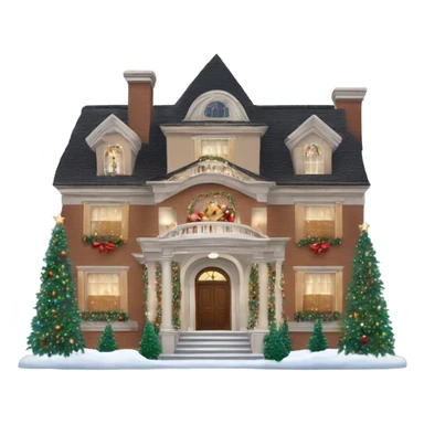 very large mansion decorated with lots of fancy Christmas lights and lots of Fancy christmas decorations sticker