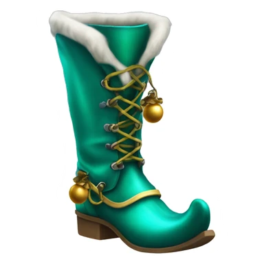 Realistic isolated teal elf boots with bells. sticker