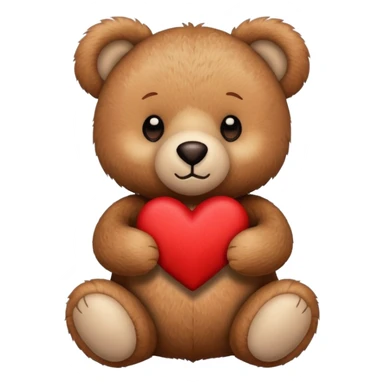 teddy bear holding a heart sticker