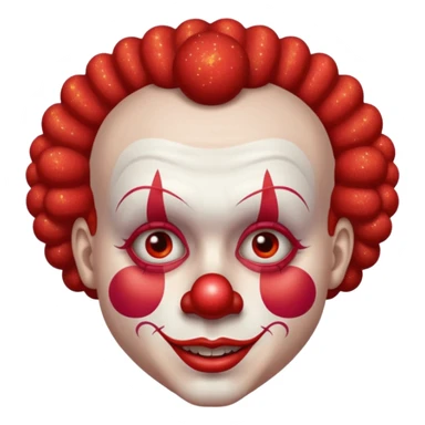 red glitter clown with the neutre facial expression sticker