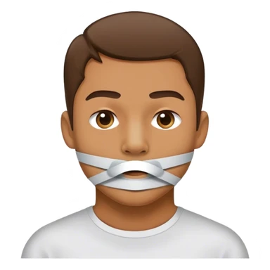 homem com fita adesiva na boca sem poder falar sticker
