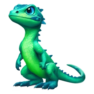 A Cyan Shiny Glossy Anthro-Scalie-Lizard-Reptile-Salamandrian-Fakémon with dark-blue patterns and light-green belly Full Body sticker