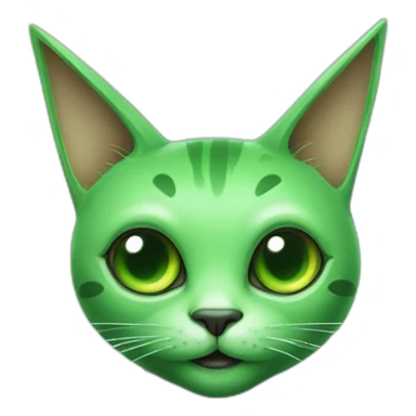 Green alien cat with 2 antennas and a star on its chest  sticker