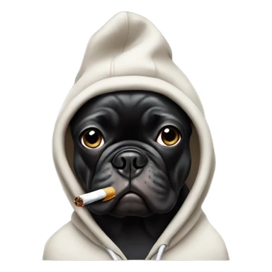 Black French bulldog wearing a hoodie smoking a cigarette  sticker