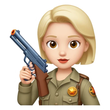 character holding a toy gun, playful expression sticker