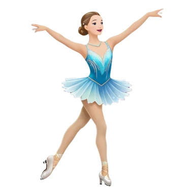An colorful icon featuring a graceful figure skater performing a spin on the ice. The background includes a grand ice rink palace with shining spotlights and cheering spectators in the stands. Transparent background highlights the elegance and artistry of figure skating sticker
