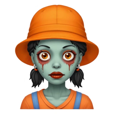 zombie black woman in orange hats sticker