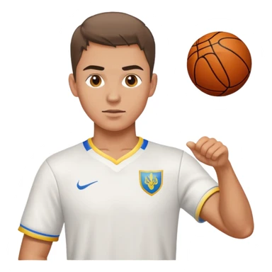 Ukrainian young man in a white embroidered shirt playing sports sticker