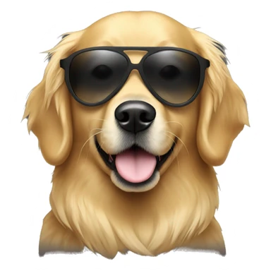 Golden retriever dog with sunglasses and mask sticker