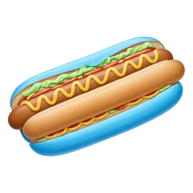 a blue hotdog bun with a minty colored hotdog in the middle of it sticker