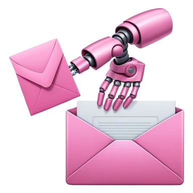 intense pink robotic hand holding email envelope sticker