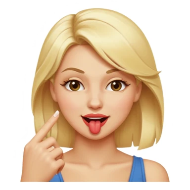 blonde woman, winking and biting her finger, seductive expression emoji sticker