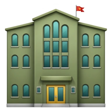 modern military factory building, military green color, with windows and doors, no smoke, visually appealing, no weapons, no vehicles, high quality emoji style sticker