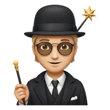 Un humain homme avec un chapeau melon et des sunglasse et une baguette magique sticker