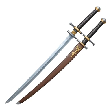 A samurai sword and an anvil sticker