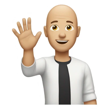 bald guy raising one hand sticker