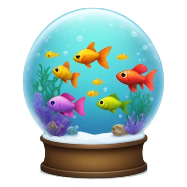 Aquarium with colorful fish in snow globe  sticker