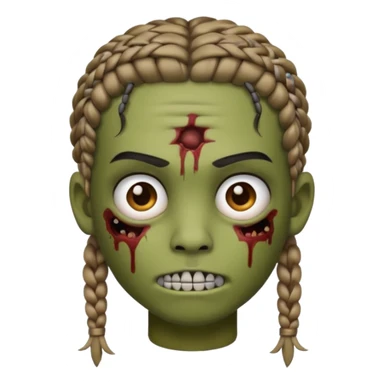 can you make an boy zombie emoji with small stitch braids and a eyebrow piercing on his right eyebrow and a diagonal eyebrow piercing on his left eyebrow sticker