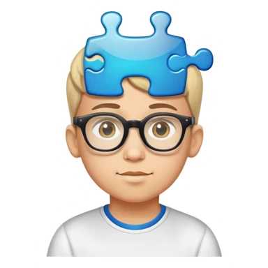 genius boy with glasses and a puzzle piece symbol above his head sticker