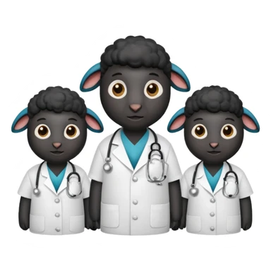 Three black sheep dressed as doctors sticker