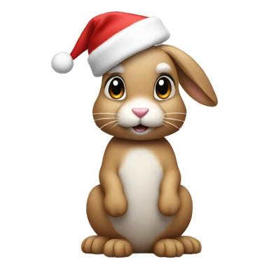 Bunny wearing a Christmas hat sticker