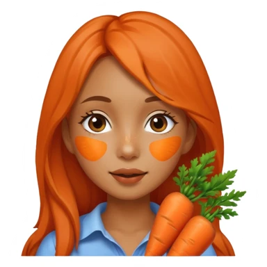 Girl using carrot for a glowy skin sticker