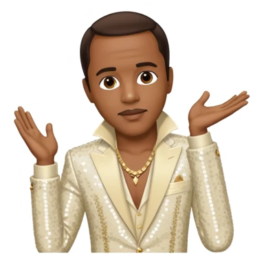 Freddie Jackson, R&B Singer with dark brown hair, ivory sequin outfit sticker