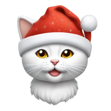 Gato blanco con gorro de navidad sticker