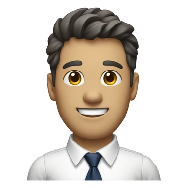 A modern man with glass white shirt and  navy blue tie waving hi sticker