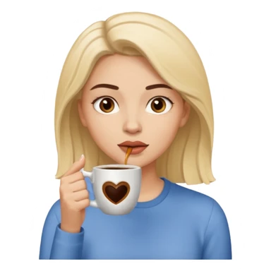 Woman drinking coffee and The edges of the eyes are wide open in the morning sticker
