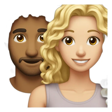 Couple, Arab guy curly hair with a white girl blonde with teeth braces sticker