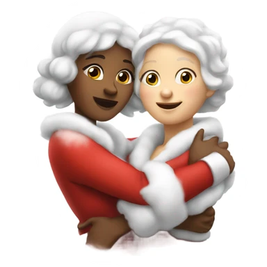 two white mrs claus hugging sticker