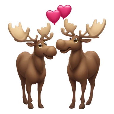 2 girl moose and hearts  sticker