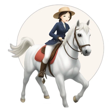 white horse riding japanese cute girl sticker